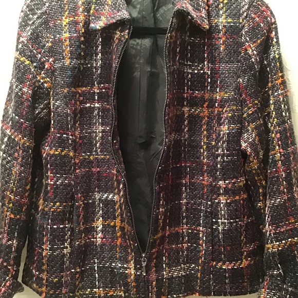 Coldwater Creek Tweed Zip Front Blazer, Size PM - Picture 3 of 8
